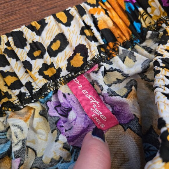 Y2K 90s Prestige Edge Semi-Sheer Floral Animal Print Maxi Shirt Juniors Small - Picture 4 of 6